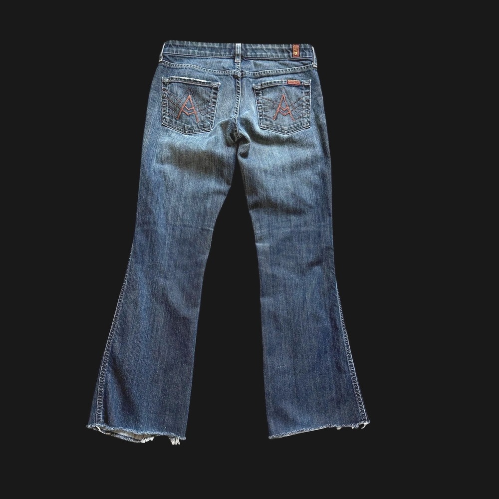 7 For All Mankind A Pocket Flare Jeans Dark Wash Raw Hem U130080U-080U 26
